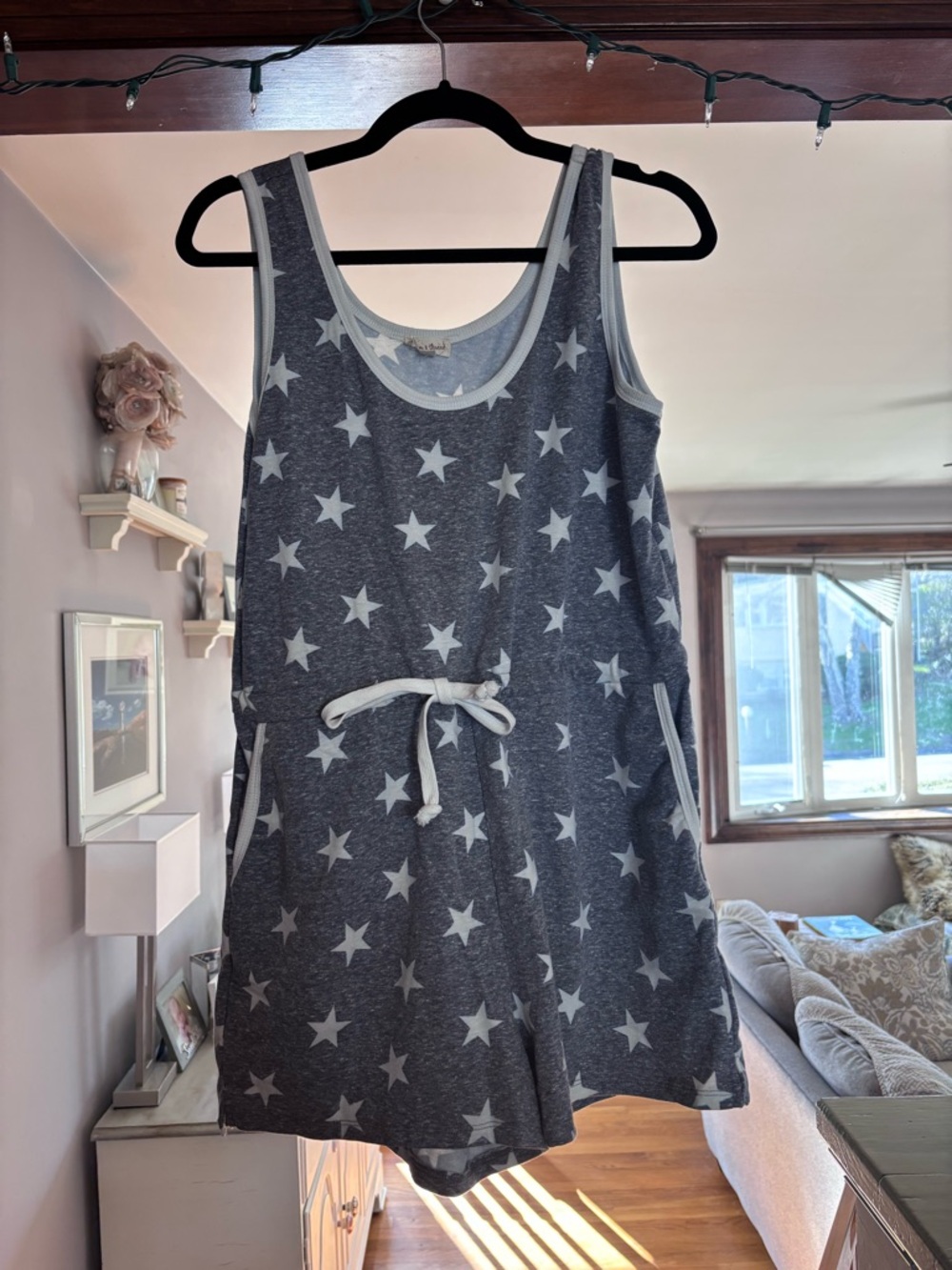 Hem & Thread Gray Star Tank Romper